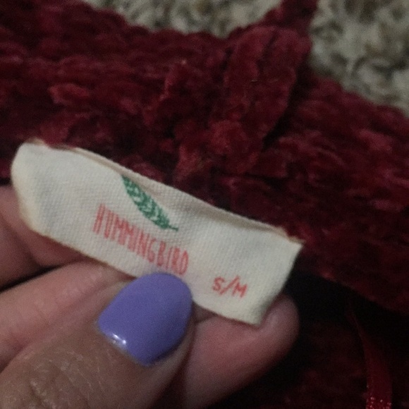 Hummingbird red chenille open cardigan sweater S/M - Picture 6 of 6